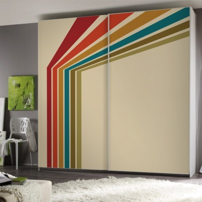 Houseart - ΣΗΜΑΝΤΙΚΟ: Σε περίπτωση διαφοράς τιμής από το κατάστημα ισχύει παντα και μόνο η τιμή του καταστήματος Πολύχρωμες γραμμές στο μπεζ φόντο, Line Art, Αυτοκόλλητ